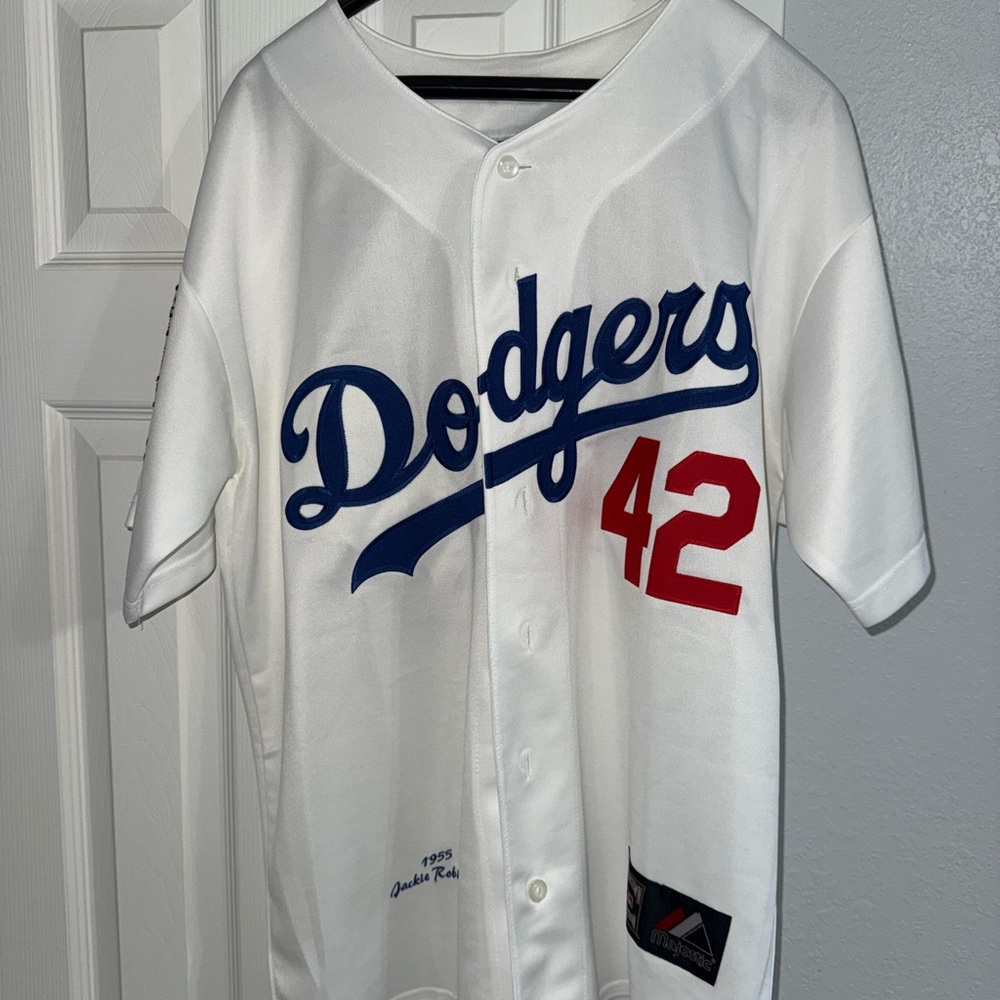 Majestic Cooperstown 1955 Brooklyn Dodgers Jackie Robinson Jersey
